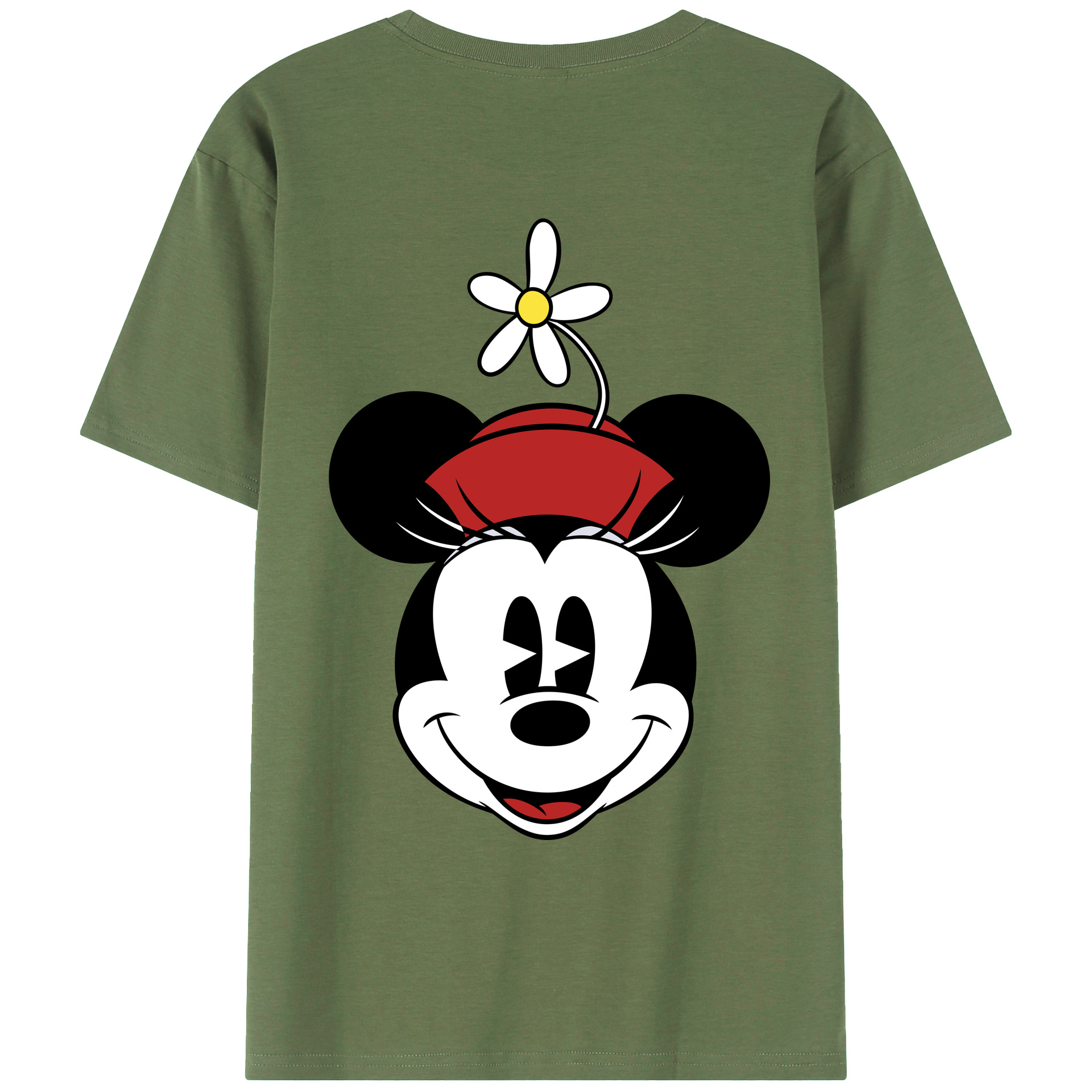 ミッキーマウス Mickey Mouse 綿100％ メンズ半袖Tシャツ（バックプリント） 通気性
